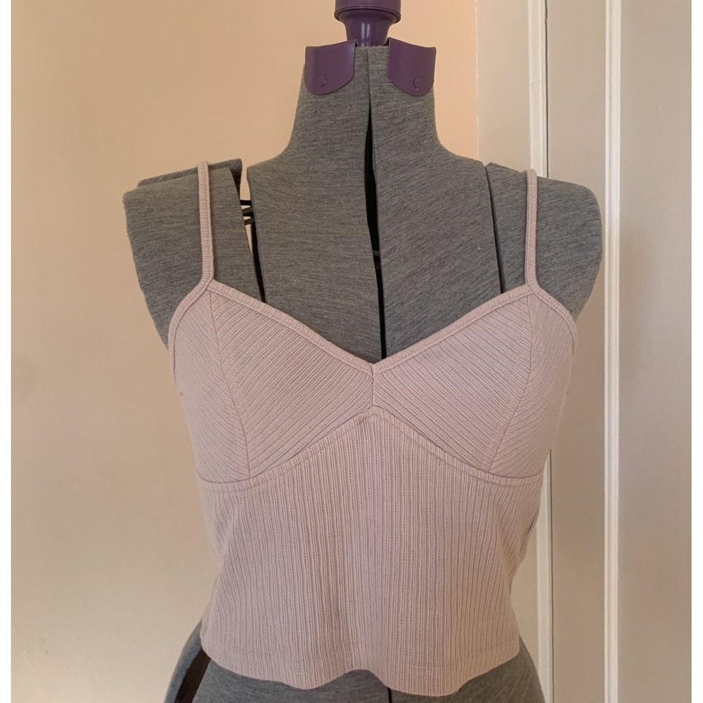 And Now This Ribbed Seamed Cami Tank Top Blush Pink Small